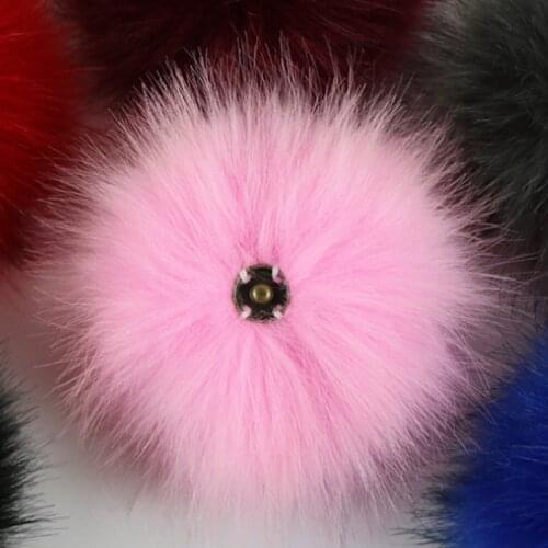 12cm Fox Fur Pom Poms Balls with Button For Hats Scarves Bags Clothes DIY Jewelry Accessories Fluffy Pompoms Balls