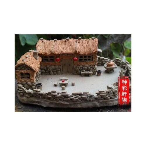 Handmade sculpture old house fish tank landscaping bonsai handmade old yard old house