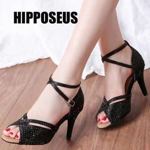 Hipposeus Dance Shoes Women Latin Salsa Tango Girls Ballroom Modern Dance Shoes Female High Heel Soft Sole Dancing Shoes Sandals
