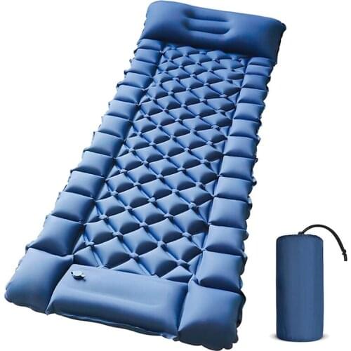 Camping Sleeping Pad - Foot Press Inflatable Lightweight Camping Pad with Air Pillow for Backpacking, Hiking & Traveling