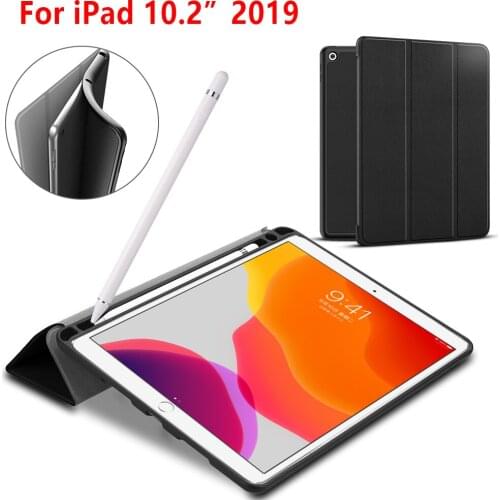 Smart Cover Case for ipad 10.2 inch 2019 folio cover case for Apple ipad A2200 A2198 A2197 protective case with pen holder