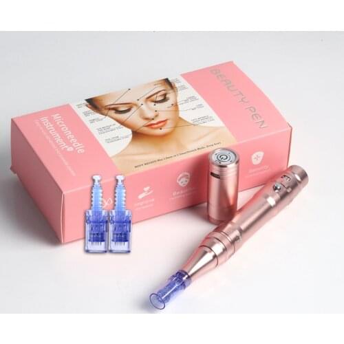 Wilress Rose Gold Microneedling Stamp Meso Pen 3 Level Skin Care Beauty Device Tattoo Needles Mesotherapy Facial Tools