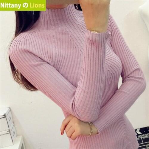 2021 Ladies half turtleneck sweaters in winter female long sleeved long sleeve head thickened slim female coat shirt