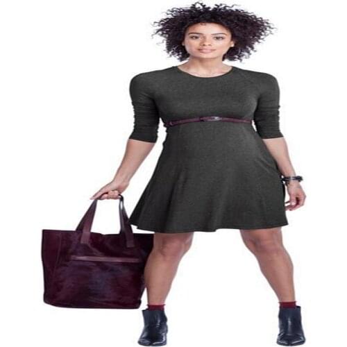 Maternity Women Dress Spring Summer Long Sleeve O-neck Knee Length Dress Pregnant New Moms Fashion Western Style Casual Dresses