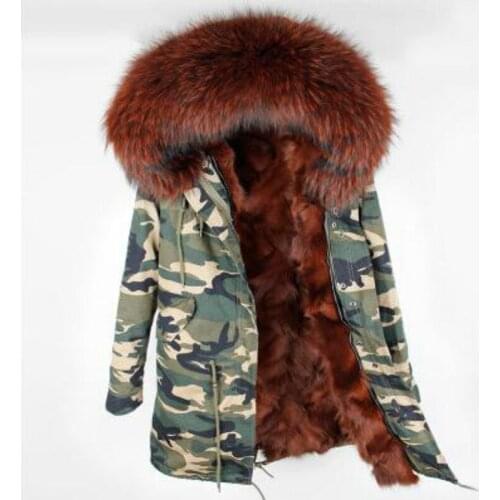 2020 new Raccoon Dog Fur Collar coat fox fur liner fur female medium-long
