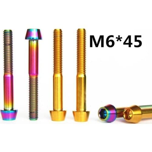 4 PCS M6x45mm GR5 Titanium Cone Head Bolt For Bicycle Saddle Headset Top Cap