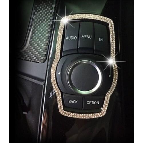 Car styling Auto car adornment crystal Multimedia Button Decoration Stickes for BMW 1 3 5 Series 3GT 5GT X3 X5 Car Accessories