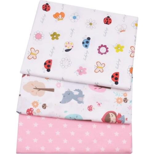Butterfly Floral Animals 100% Cotton Twill Kids Fabric, Patchwork Cloth,DIY Sewing Quilting Material For Baby&Child