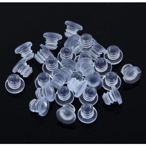 30Pcs Soft Clear Rubber Stem Bumpers Anti Collision Embedded Stem Bumpers Screws Hole Plugs for Cabinet Doors Table Drawers