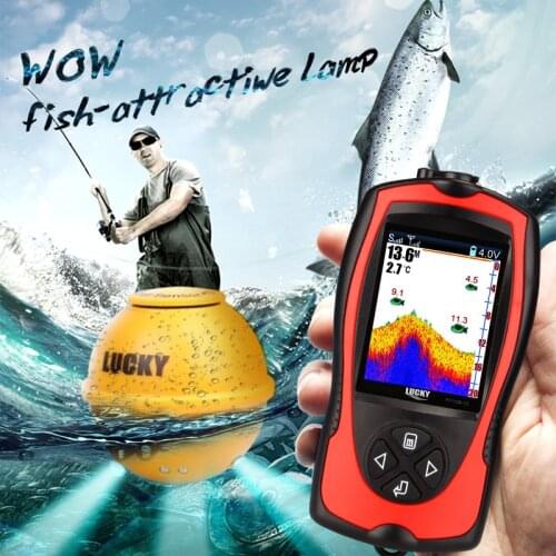 LUCKY Rechargeable Fish Finder Wireless FF1108-1CWLA Sonar Sensor Deeper Fishfinder 147 Feet Water Depth Echo Sounder Fishing