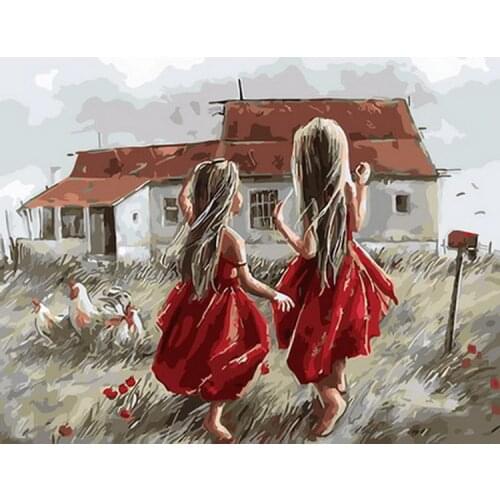 Frameless picture oil paintings by numbers wall decor diy painting on canvas for home decor 4050 twins