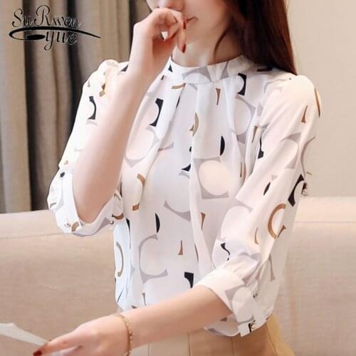 Korean Fashion Clothing Blusas Mujer De Moda 2020 Womens Tops Blouses Vintage Ladies Shirt Chiffon Blouse White Shirt 2480