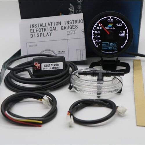GReddi Turbo Boost Gauge 7 Colors LCD Display Voltage oil Water Temp Ext Temp Fuel Press Air fuel ratio Vacuum Racing Meter 62mm