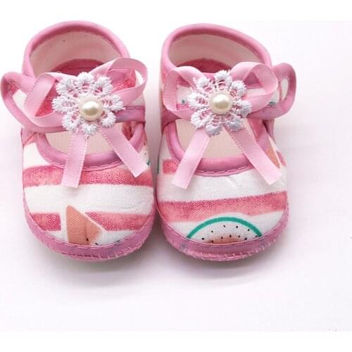 Baby Infant Shoes Girls Stripped Bow Soft Sole Prewalker Warm Casual Flats Shoes Newborn Toddler First Walker Sole Anti-Slip