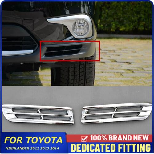 For Toyota Highlander 2012 2013 2014 ABS Chrome Front Bottom Foglight Lamp Frame Cover Car Accessories
