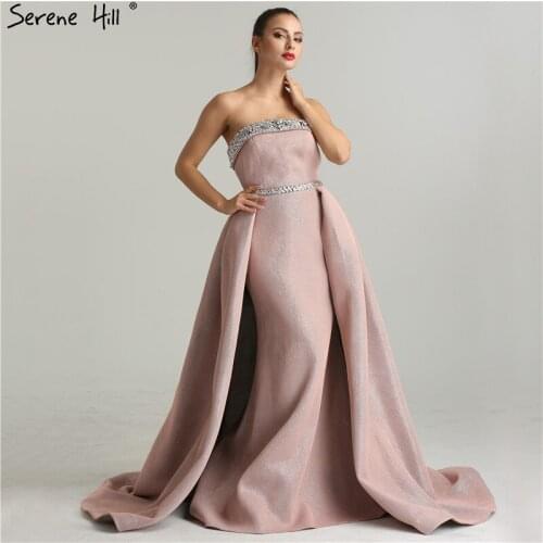 DuBai Designer Pink Beading Luxury Slim Sexy Mermaid Evening Dresses Vintage High-end Evening Gowns Real Photo LA6339 2020