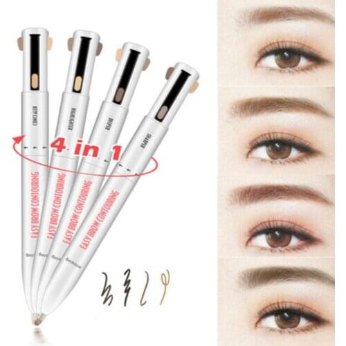 Eyebrow Pencil 4 in 1 Waterproof Drawing Eye Brow Pencil Long Lasting Easy Color Eyebrow Enhancer Women Makeup Cosmetic Tool
