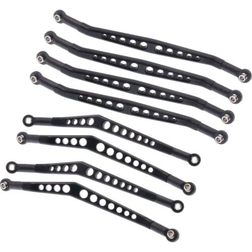 8PCS CNC Metal Linkage Set Upper and Lower Suspension Link Rod for 1/10 RC Crawler Axial Wraith 90020 90018 90031,Black