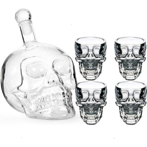 Creative Skull Glass Whisky Vodka Wine Crystal Bottle Spirits Cups Transparent Wine Drinking Cups Bar Home Shot Glasses Set