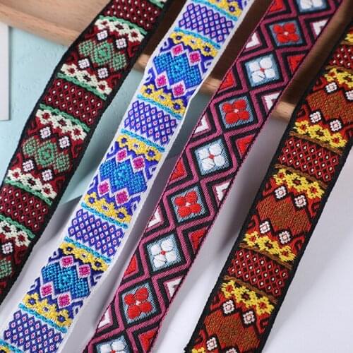 3 YARD 28MM 1.25 Inch Geometric Ethnic Ribbon Lace Accessories Exquisite Retro Embroidery Decoration DIY Clothing