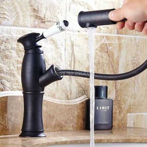 Gizero Black Oil Rubbed Bronze Pull Out Spray Head Kitchen Faucet Mixer Tap Swivel Spout Black Sink faucet GI631