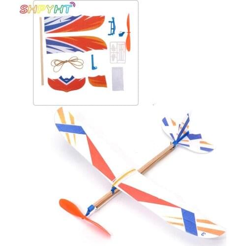 Hot! DIY Kids Toys Rubber Band Powered Aircraft Model Kits Toys for Children Foam Plastic Assembly Planes Model Science Gifts