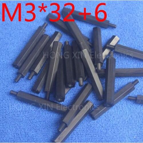 M3*32+6 1 pcs Black Nylon Standoff Spacer Standard M3 Male-Female 32mm Standoff Kit Repair Set High Quality