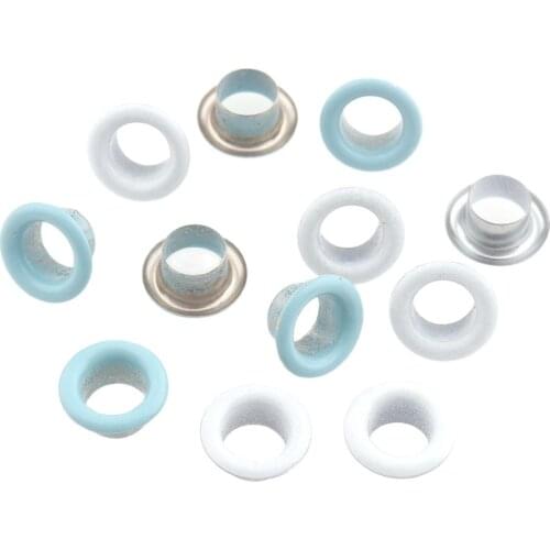 200sets White/Blue Copper Eyelets Scrapbook Grommets Inner Hole 6mm for Leather Craft DIY Shoes Practical Accessory Fashion DIY