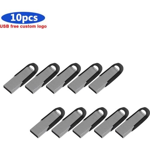 Bulk 10pcs free Custom logo metal pen drive Waterproof 64GB 32GB 16GB 8GB 4GB USB Flash Drive memory stick flash c ard u disk