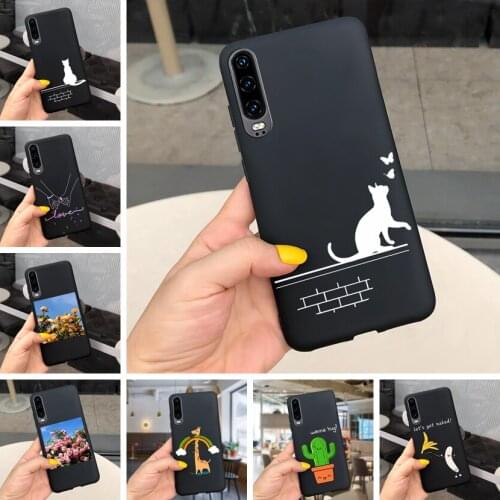 Lovely Cartoon Cats Case For Huawei P30 P 30 Lite Pro Back Cover Soft Silicone Black Color Phone Case For Huawei P30 Lite P30Pro