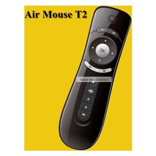 Mini Fly Air Mouse T2 2.4G Wireless Keyboard Android remote control 3D Sense Motion Stick For Smart TV Box