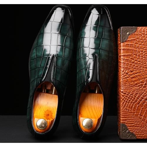 Crocodile Design Loafer Shoes Men PU Leather Slip-On Moccasins Handmade Man Party Shoes Driving Luxury Leisure Zapatos Size 12