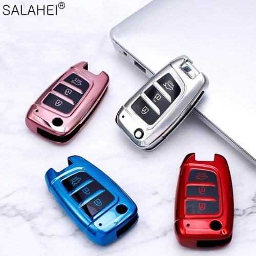 Soft TPU Car Folding Key Case Cover Holder For Hyundai Elantra Solaris 2017 Santa Fe Verna Tucson i35 i40 Genesis Fe Accessories
