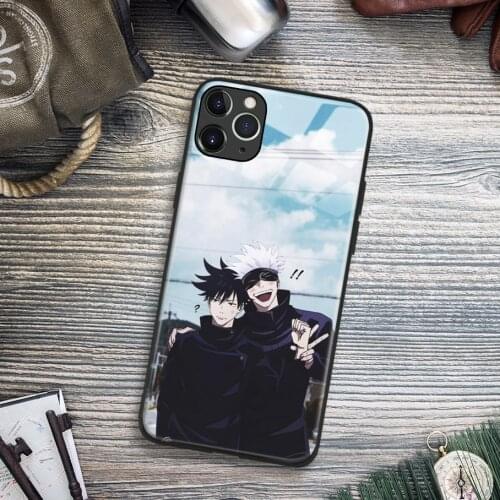 Megumi and Gojo Jujutsu Kaisen Anime Soft TPU Glass Phone Case for IPhone SE 6s 7 8 Plus X Xr Xs 11 12 Mini Pro Max Samsung