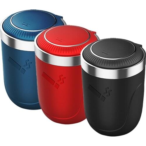 LED Light Gift Hotel Stainless Steel With Lid Easy Clean Home Office Car Ashtray Automotive interior supplies car ashtray