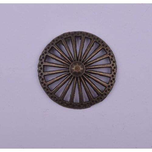 Wholesale Wheel Pendant Retro Bronze Leather Chain Style Necklace Pendant Alloy Jewelry Accessories 10pcs/lot