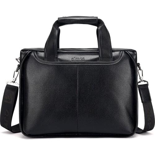 New Luxury Leather Business Mens Briefcase Male Fashion Shoulder Bag Men Messenger Bag Boy Casual Tote Computer Bag 14 Inch