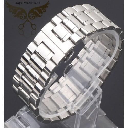 New Lug Width 18mm 20mm 22mm 24mm 26mm 28mm 30mm Silver Polished Stainless Steel Watch Band Strap Bracelet For Brand
