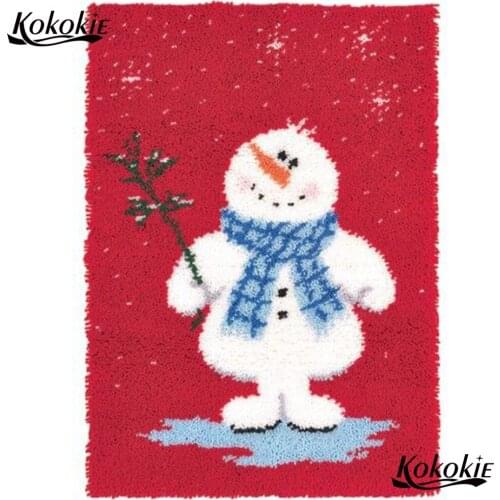 Christmas decor for home diy tapijt latch hook rug canvas snow man 3d printing vloerklee foamiran for needleworksets knooppakket
