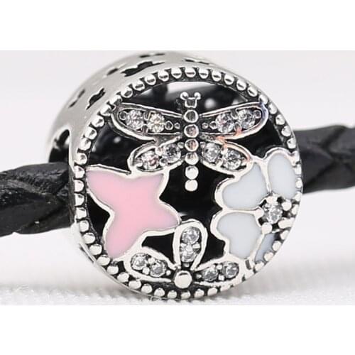 Authentic S925 Bead DIY Jewelry Dragonfly Butterfly Daisy Charms fit Lady Bracelet Bangle Lady DIY Jewelry