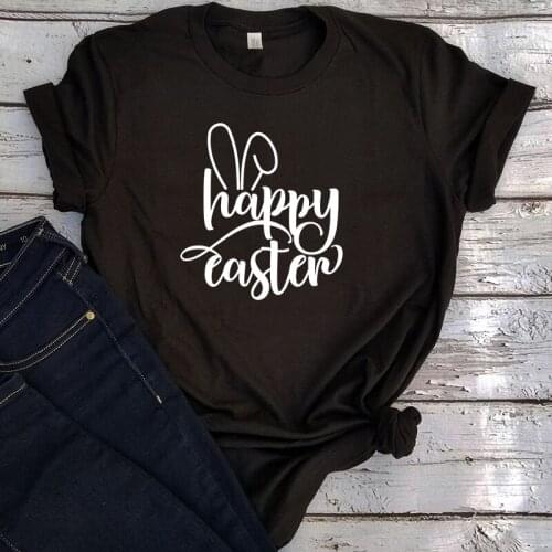 Happy Easter Shirts Women Kawaii Clothes Bunny Ears Aesthetic Fashion Clothes 2021 Easter Shirt Summer O-Neck XL