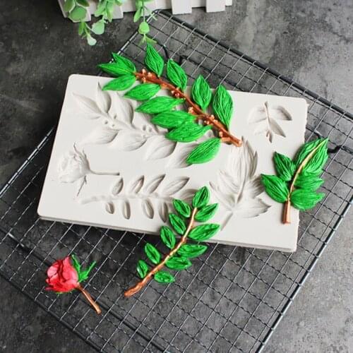 Silicone Fondant Mold Leaves Branch Viman Leaf Molds Branch Mould Cake Decorating Tools Gumpaste Icing Mold