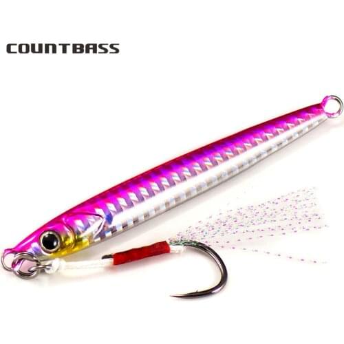 Countbass 15g 20g 30g 40g Slide Stick Jigging Fishing Lure Rigged Assist Hook Metal Jigs Slim Bait Slow Fall Pitch Casting Jig