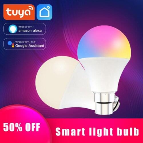 Tuya Smart Lamp Dimmable Light Bulb E27 B22 Remote Voice Control Timer Portable RGB+WW+CW Lamp Work With Alexa Google Assistant