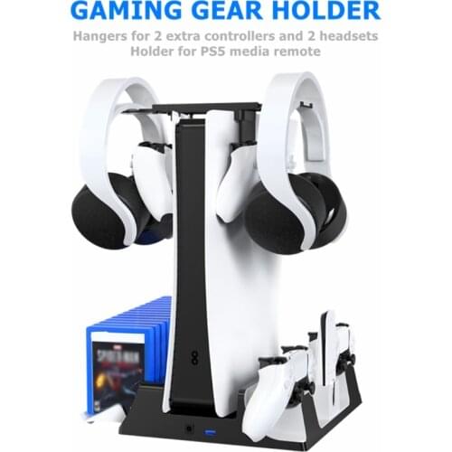 28EA Cooling Fan Multi-Function Charger Base Game Disc Storage For PS5 Handle Base Host Cooling Fan Base