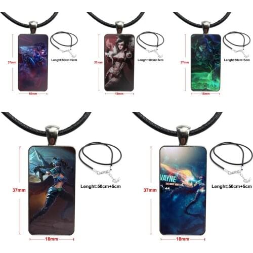 Vayne Vintage Jewelry Steel Plated With Glass Cabochon Choker Long Pendant Rectangle Necklace For Women Girls