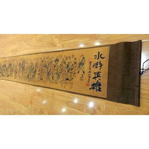 The Water Margin 108 Heroes Chinese Ancient Painting silk paper Scroll