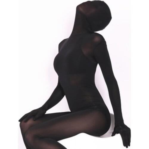 Woman Abdomen In Sexy Seamless High Bounce Perspective Ice Silk All-Inclusive Tights A Catsuit Sex Temptation Appeal Clothing