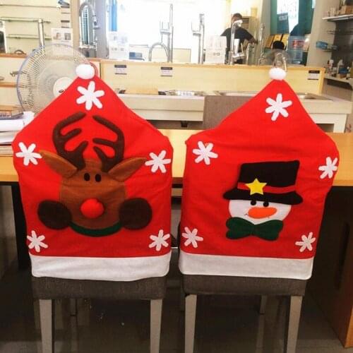 1pcs Christmas Pattern woven Chair Covers Christmas elk/Snowman Santa Claus Christmas Decoration Chair Decor Dinner Table Decor