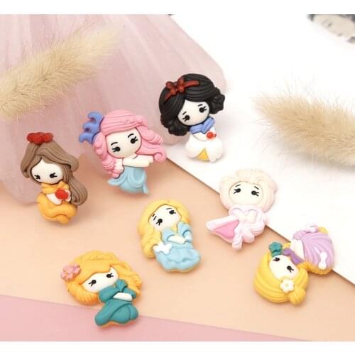 100pcs/lot Kawaii Resin Princess Girls Cabochon For Handmade Headwear Scrapbooking Craft DIY Embellishment